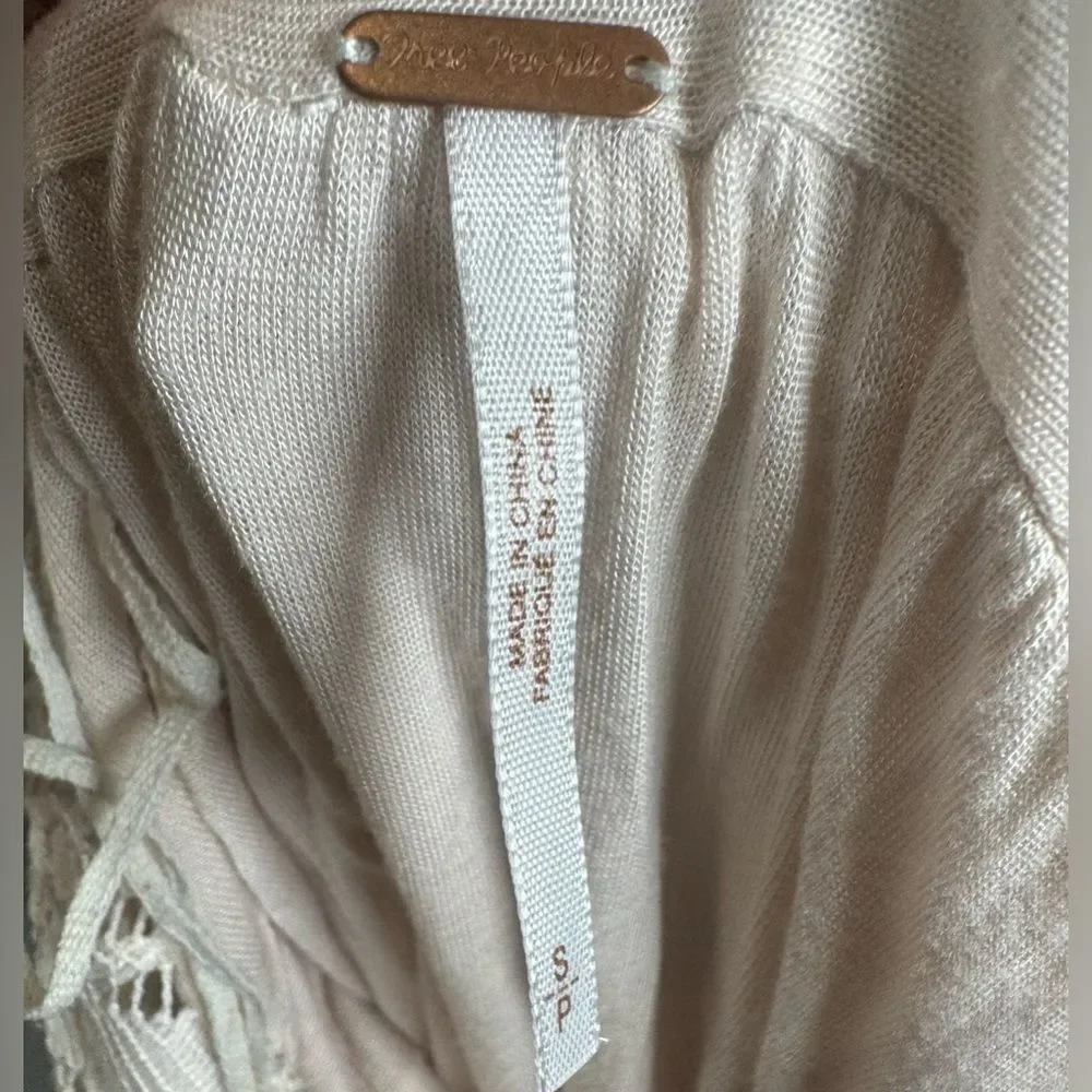 Free People ivory cross rope detail backless asymmetrical midi dress size small - Picture 11 of 12